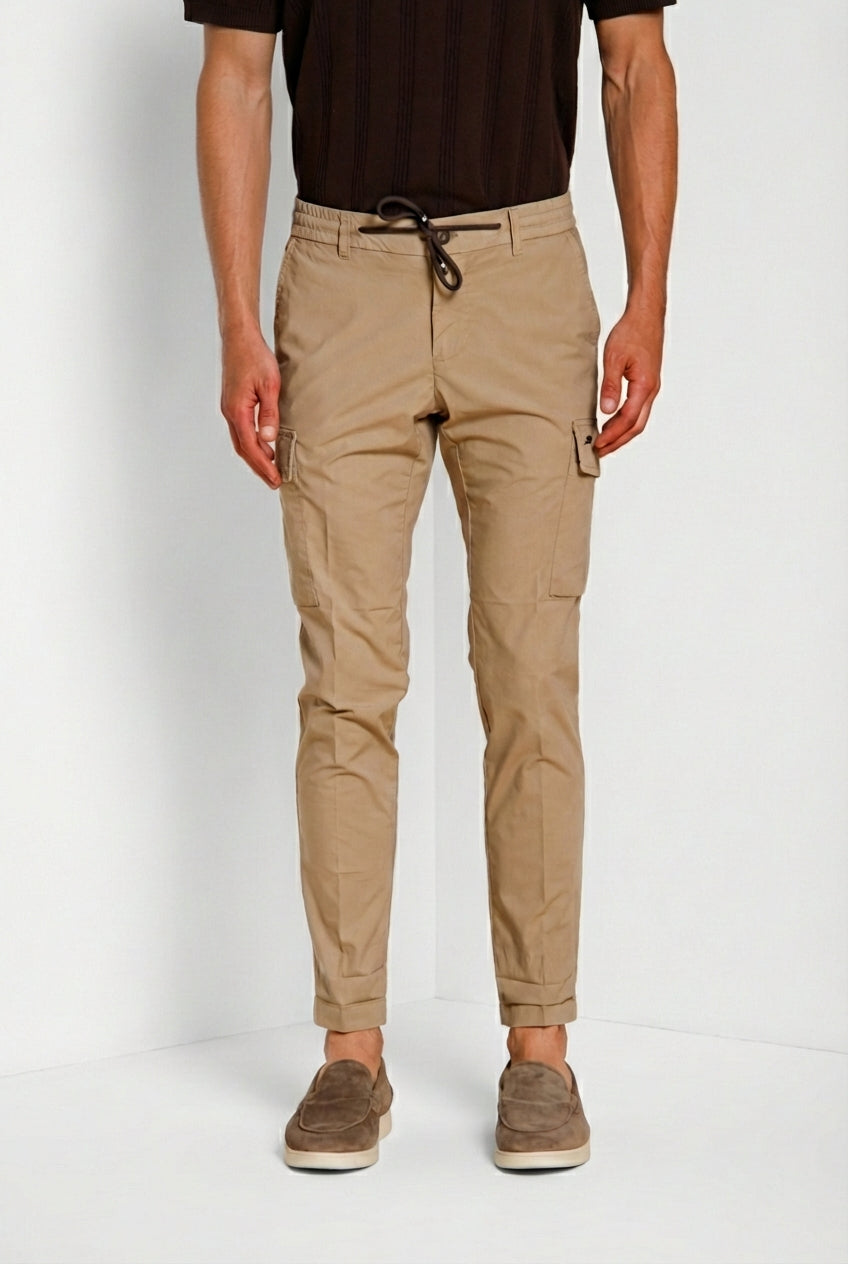 Chile Jogger pantalone cargo uomo in tela paracadute lyocell e cotone extra slim fit