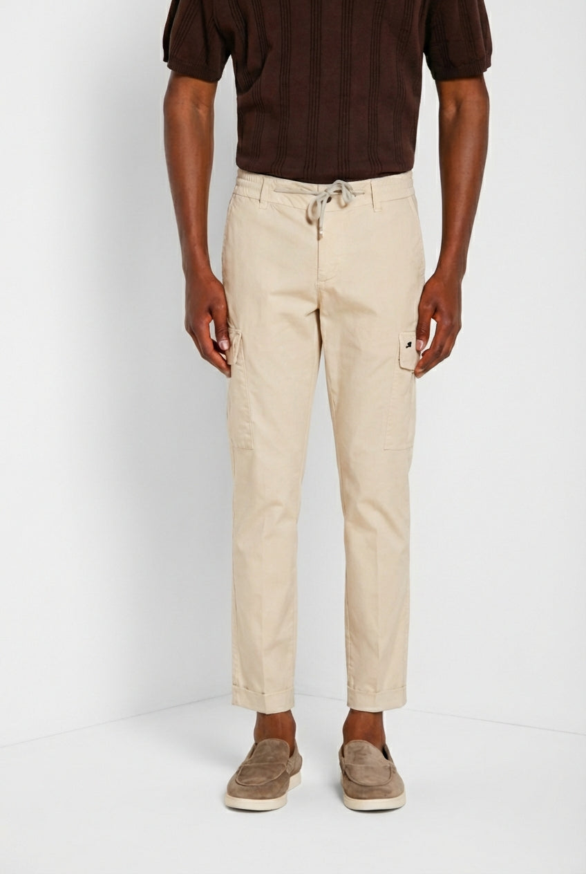 Chile Jogger men's cargo pants in lyocell and cotton parachute canvas extra slim fit