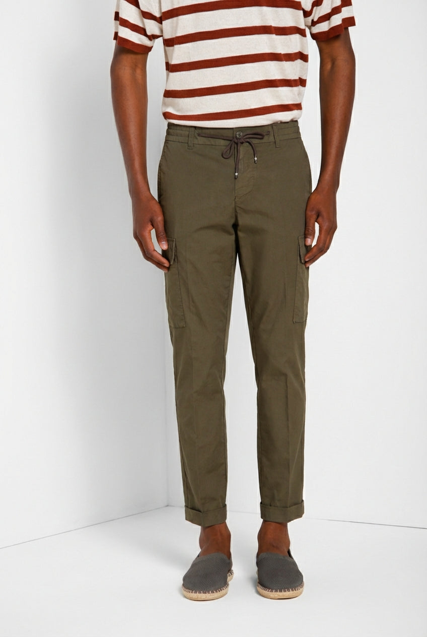 Chile Jogger men's cargo pants in lyocell and cotton parachute canvas extra slim fit