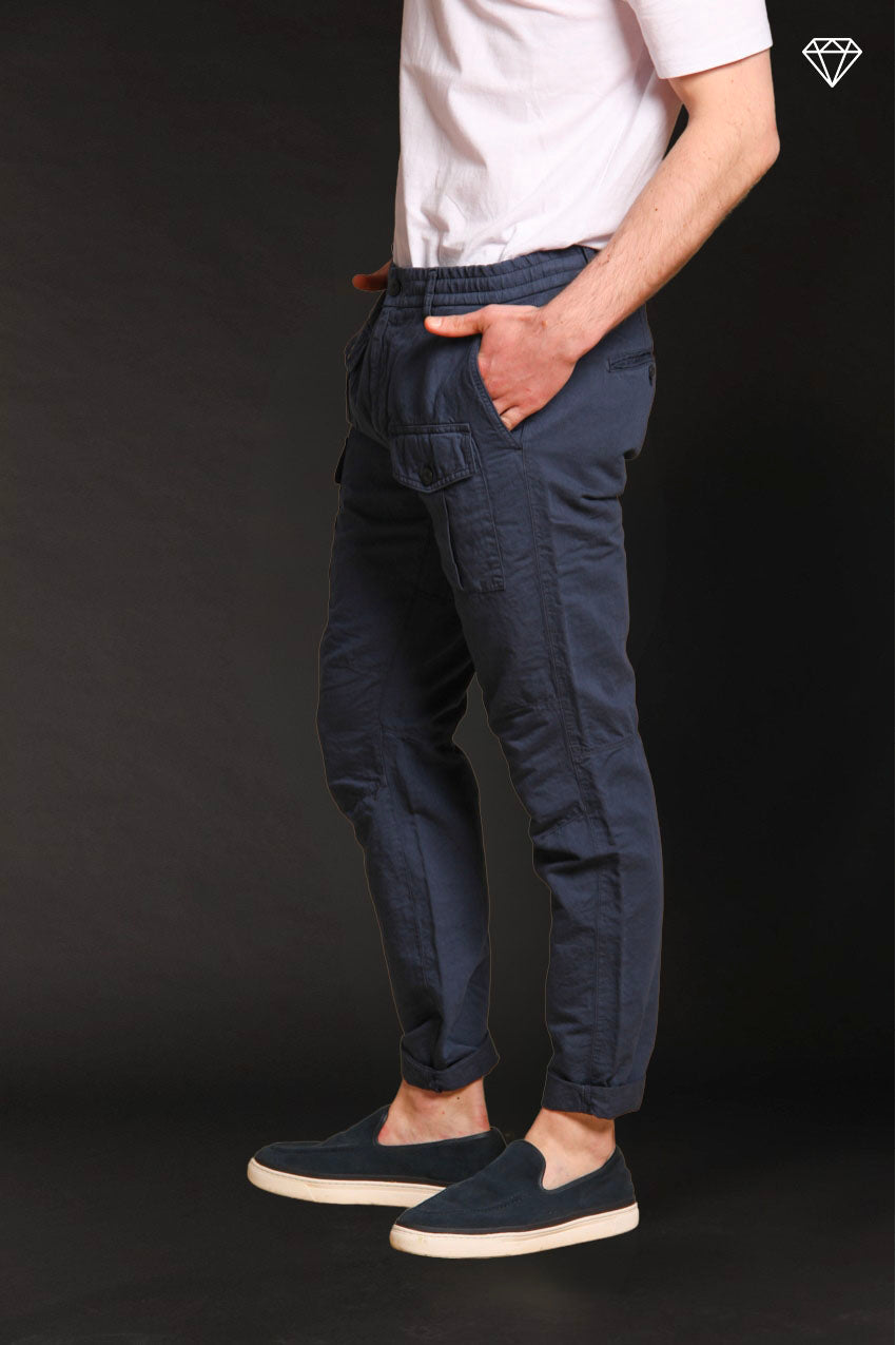 George Elax pantalon cargo homme brocken en coton et chanvre logo edition carrot fit ①