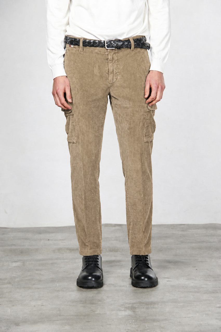Chile pantalone cargo uomo in velluto a costa larga regular fit