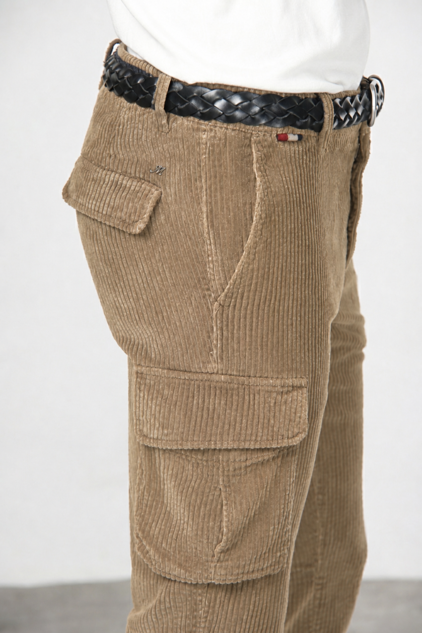 Chile pantalone cargo uomo in velluto a costa larga regular fit