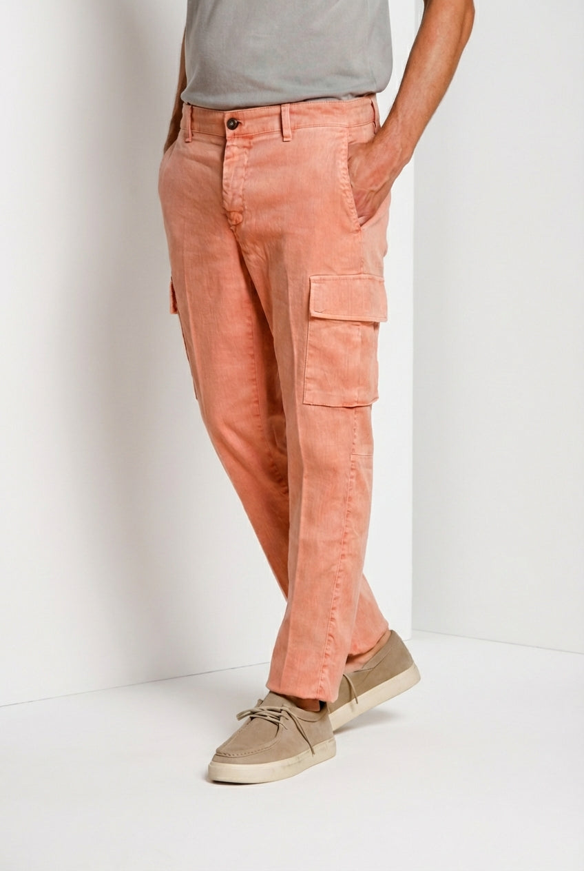 Chile delamere pantalon cargo homme en twill lin et coton regular fit