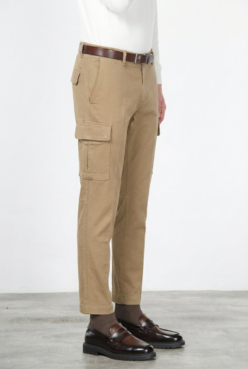 Chile pantalone cargo uomo in cotone stretch trama diagonale regular fit