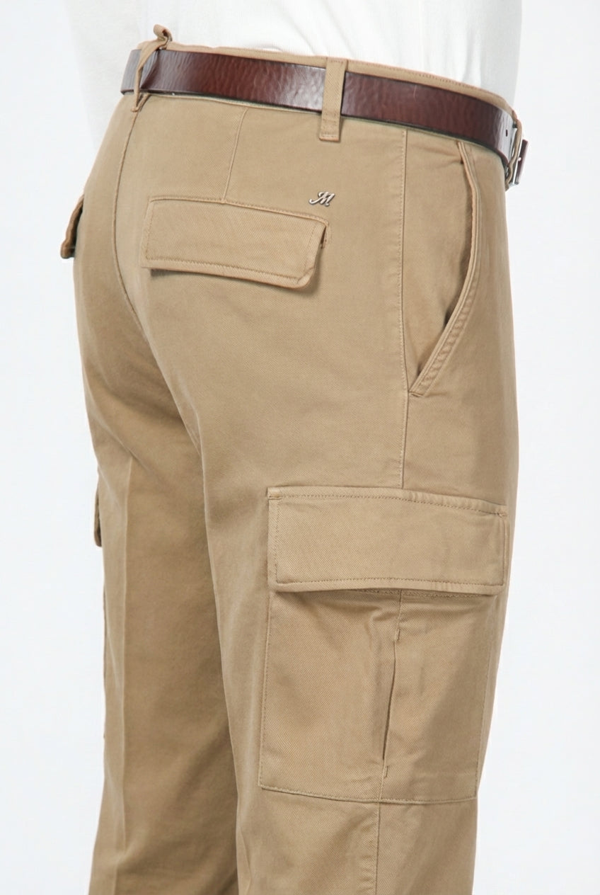 Chile pantalone cargo uomo in cotone stretch trama diagonale regular fit