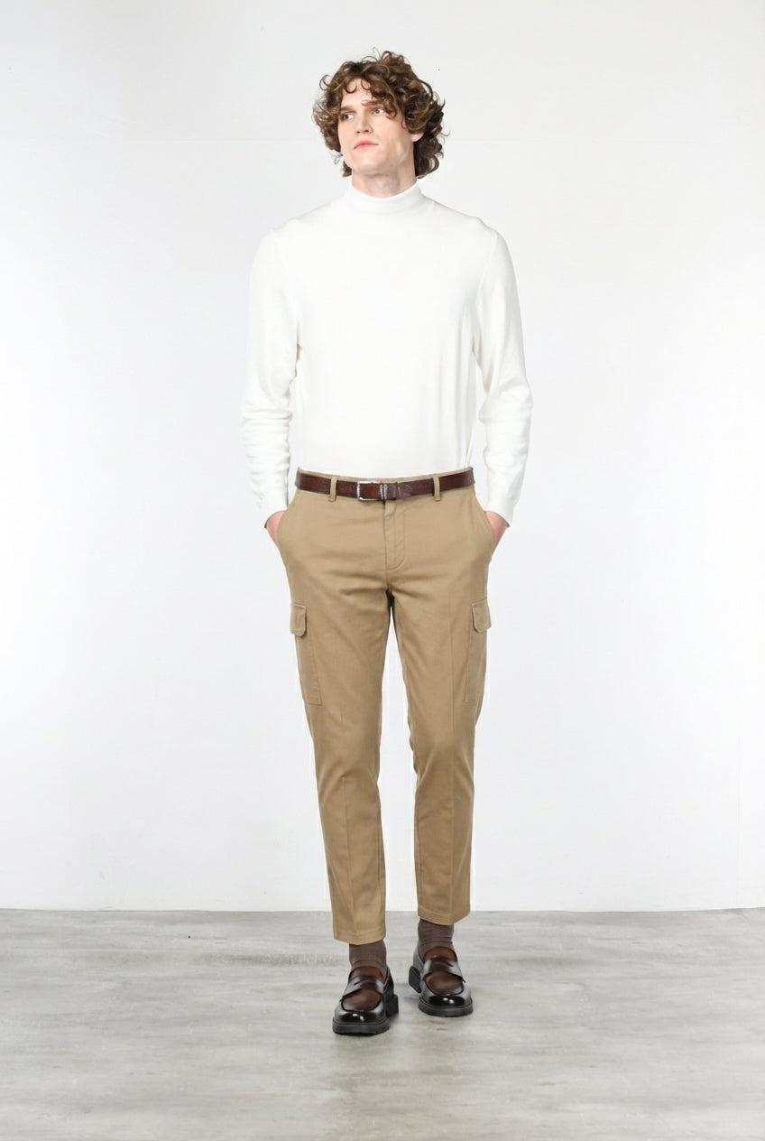 Chile pantalone cargo uomo in cotone stretch trama diagonale regular fit