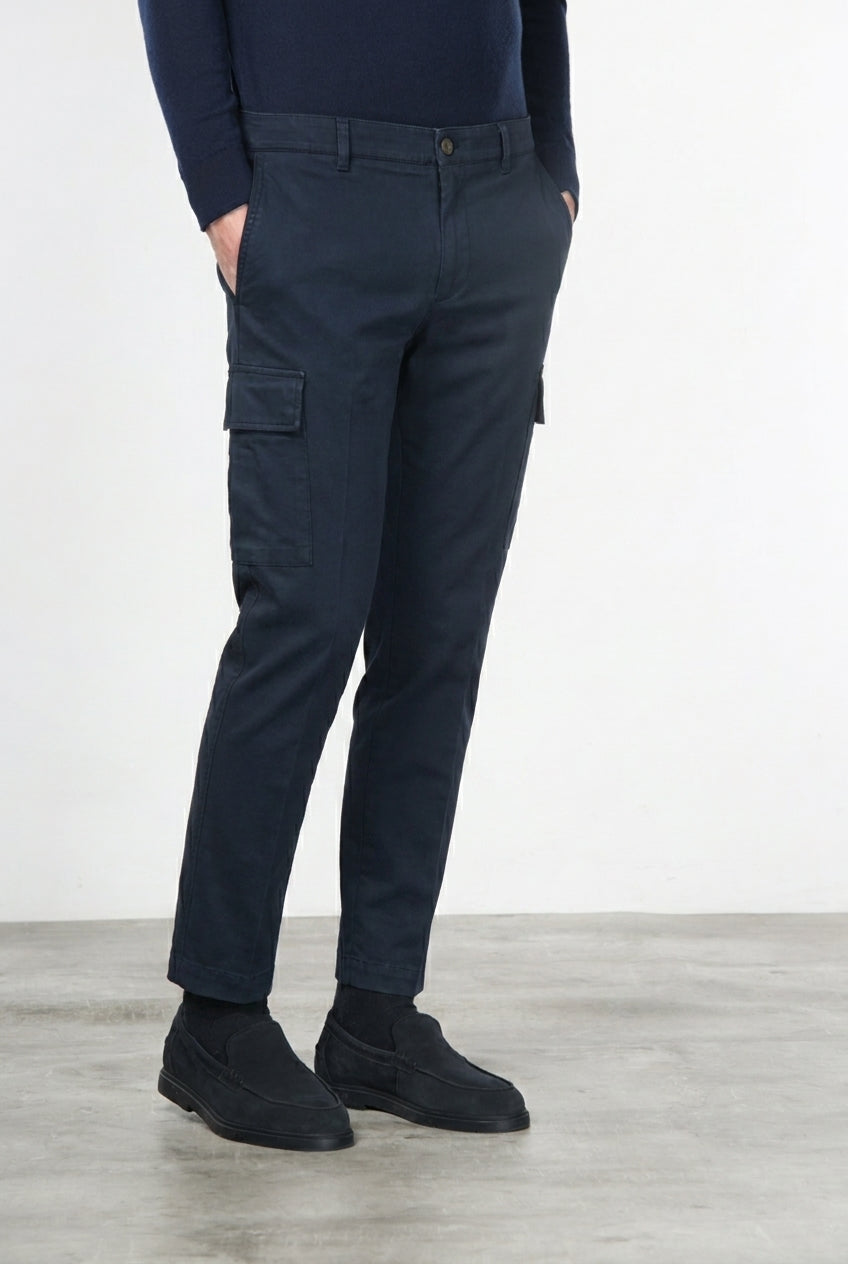 Chile pantalone cargo uomo in cotone stretch trama diagonale regular fit