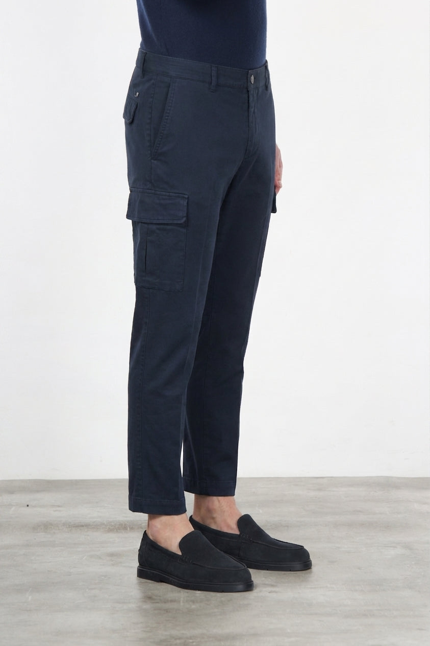 Chile pantalone cargo uomo in cotone stretch trama diagonale regular fit