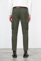 Chile pantalone cargo uomo in cotone stretch trama diagonale regular fit