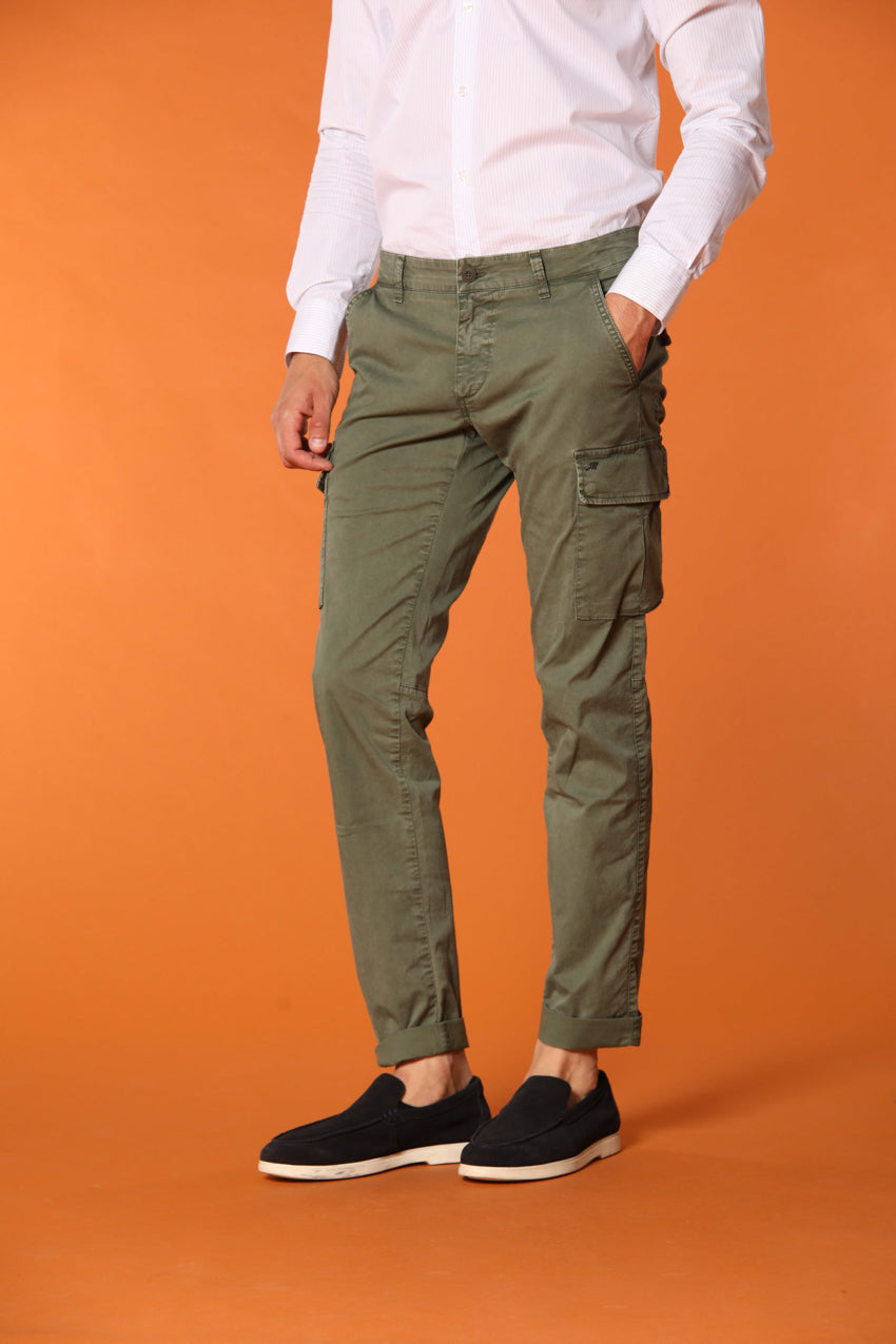 Chile  pantalone cargo uomo in twill di cotone pima leggero special washing  extra slim fit