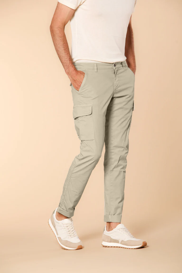 Chile  pantalone cargo uomo in twill di cotone pima leggero special washing  extra slim fit