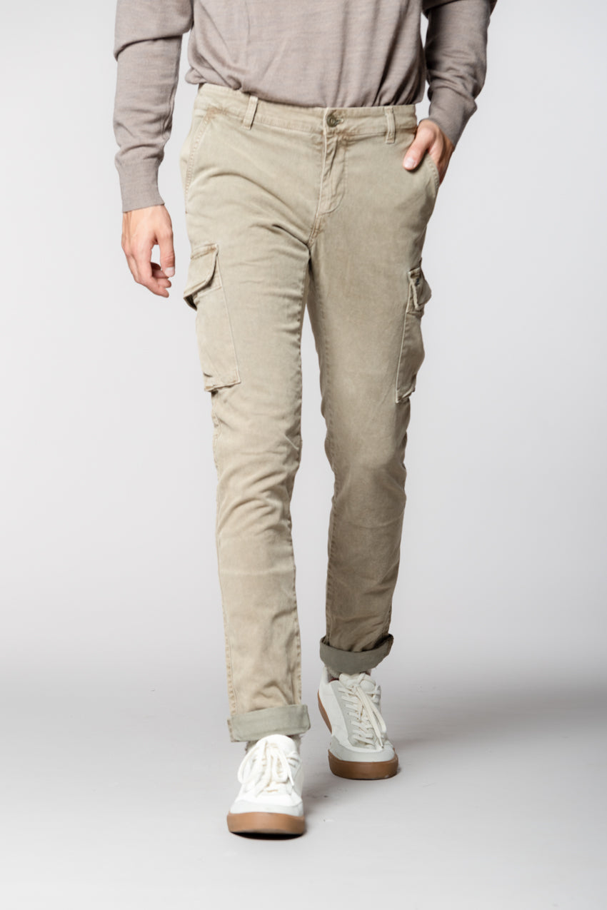 Chile pantalone cargo uomo in gabardina con special washing extra slim fit