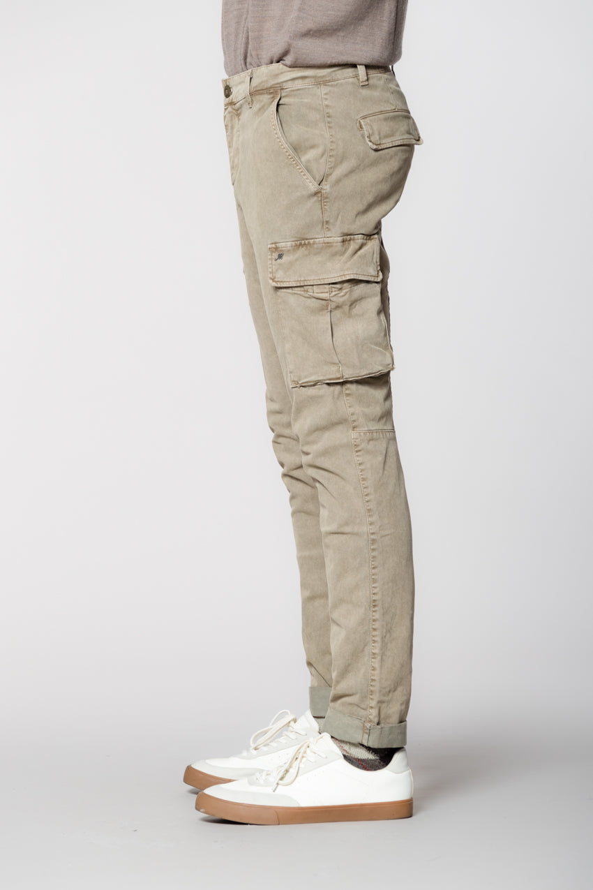 Chile pantalone cargo uomo in gabardina con special washing extra slim fit