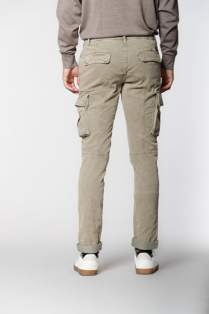 Chile pantalone cargo uomo in gabardina con special washing extra slim fit