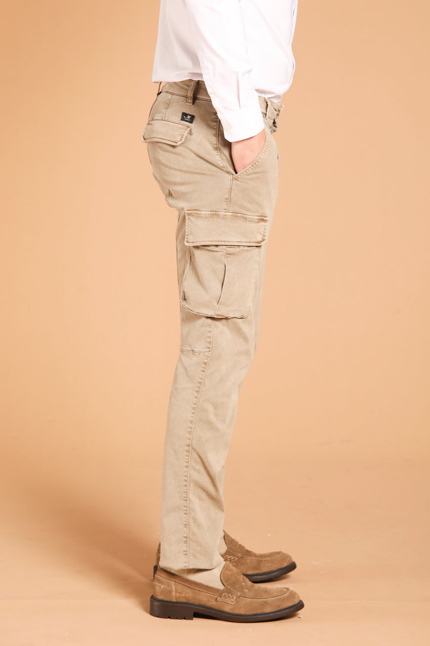 Chile pantalone cargo uomo in gabardina con special washing extra slim fit