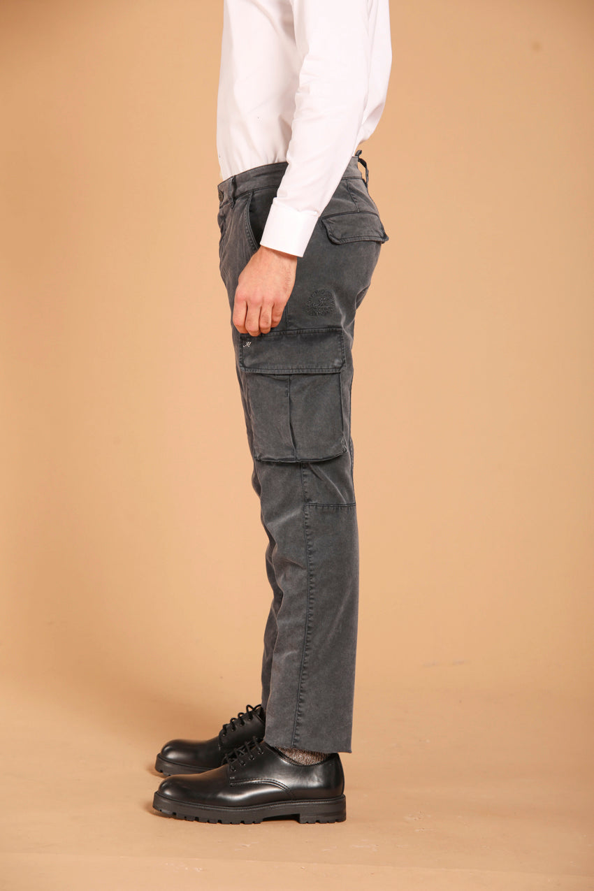 Chile pantalone cargo uomo in gabardina con special washing extra slim fit
