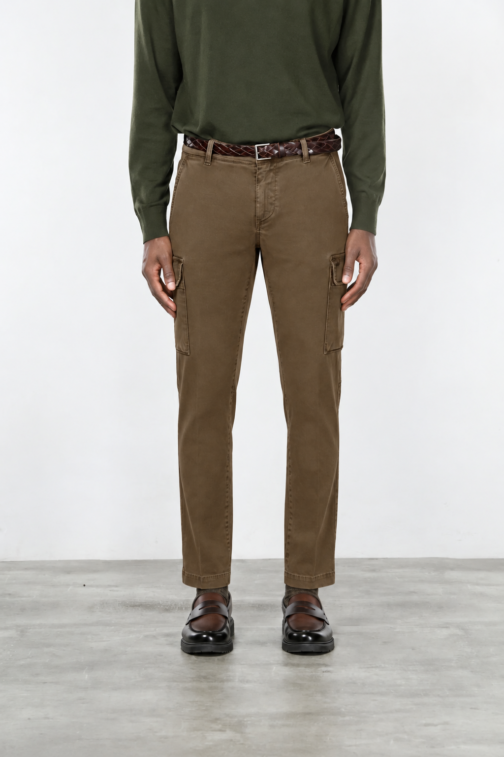 Chile pantalone cargo uomo in gabardina stretch extra slim fit ①