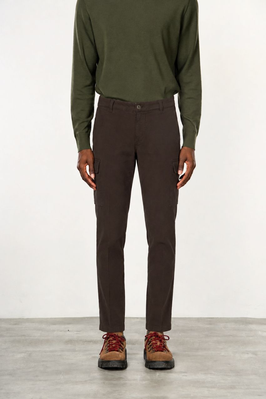 Chile pantalone cargo uomo in gabardina stretch extra slim fit ①