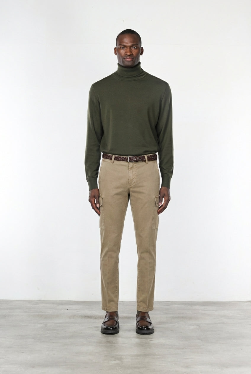 Chile pantalone cargo uomo in gabardina stretch extra slim fit ①