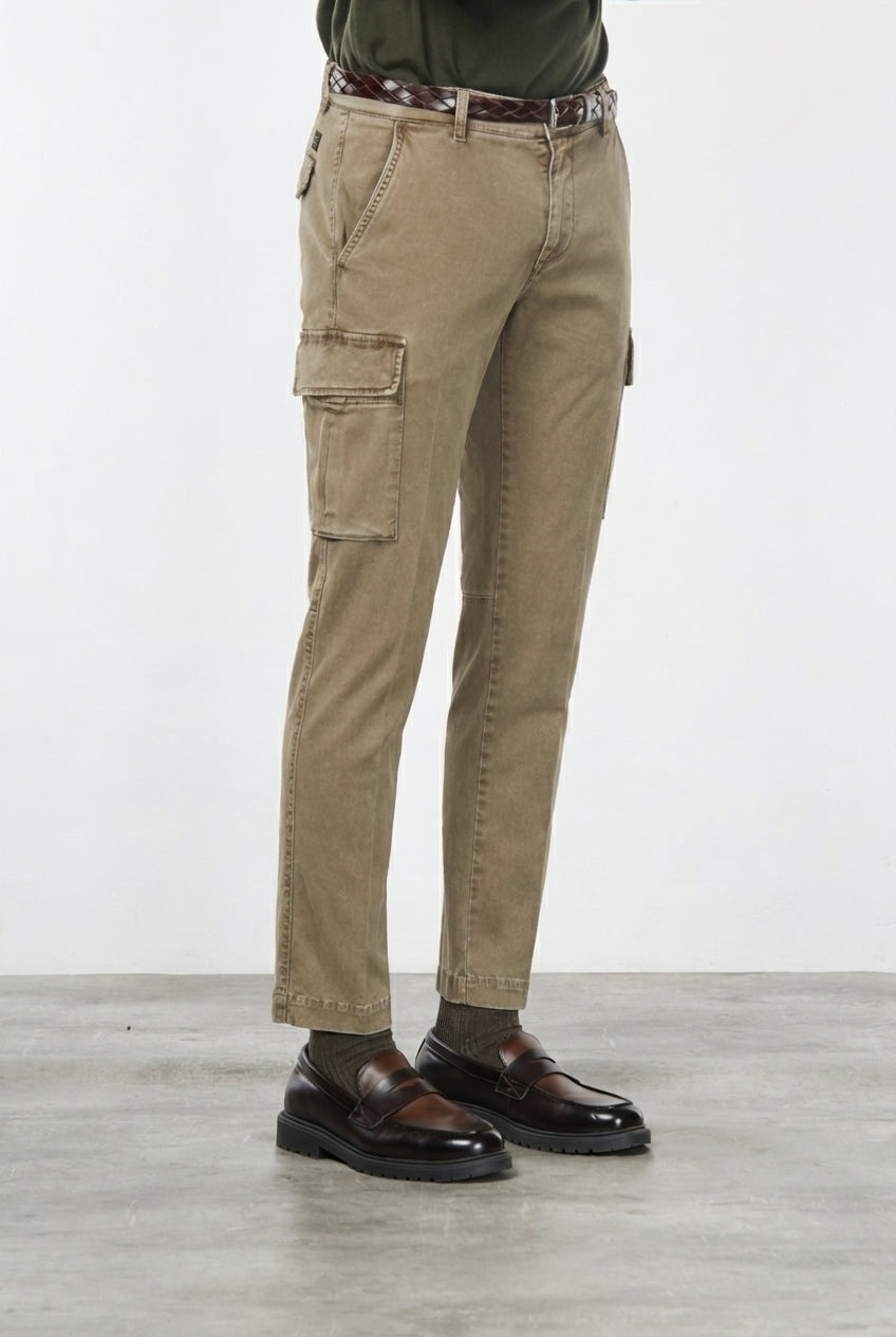 Chile pantalone cargo uomo in gabardina stretch extra slim fit ①
