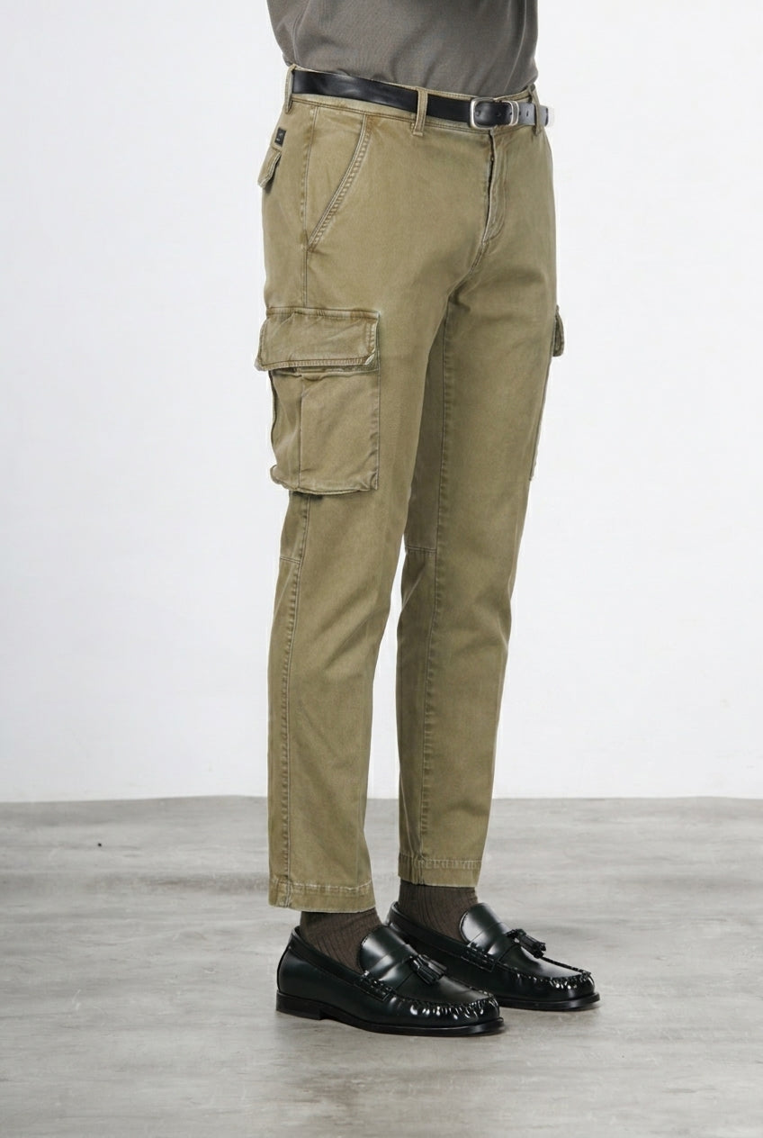Chile pantalone cargo uomo in gabardina stretch extra slim fit ①