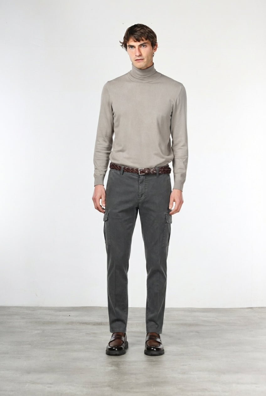 Chile pantalone cargo uomo in gabardina stretch extra slim fit ①