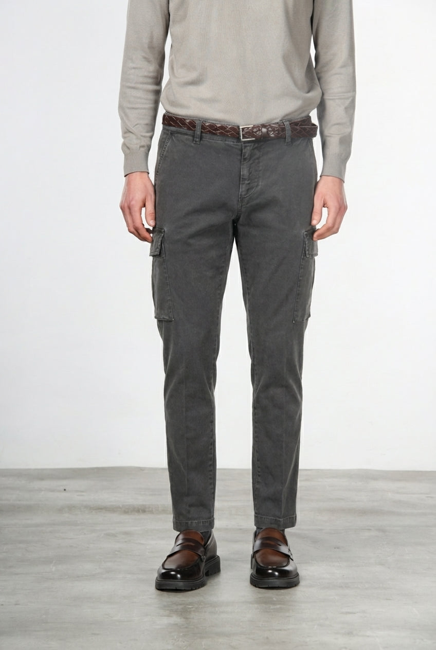 Chile pantalone cargo uomo in gabardina stretch extra slim fit ①