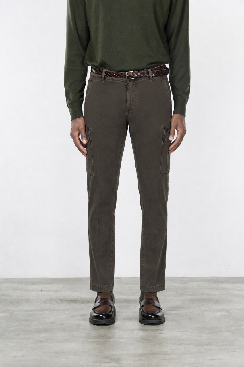 Chile pantalone cargo uomo in gabardina stretch extra slim fit ①