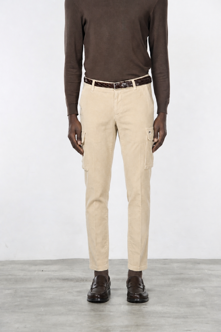 Chile pantalone cargo uomo in velluto 500 righe extra slim fit ①