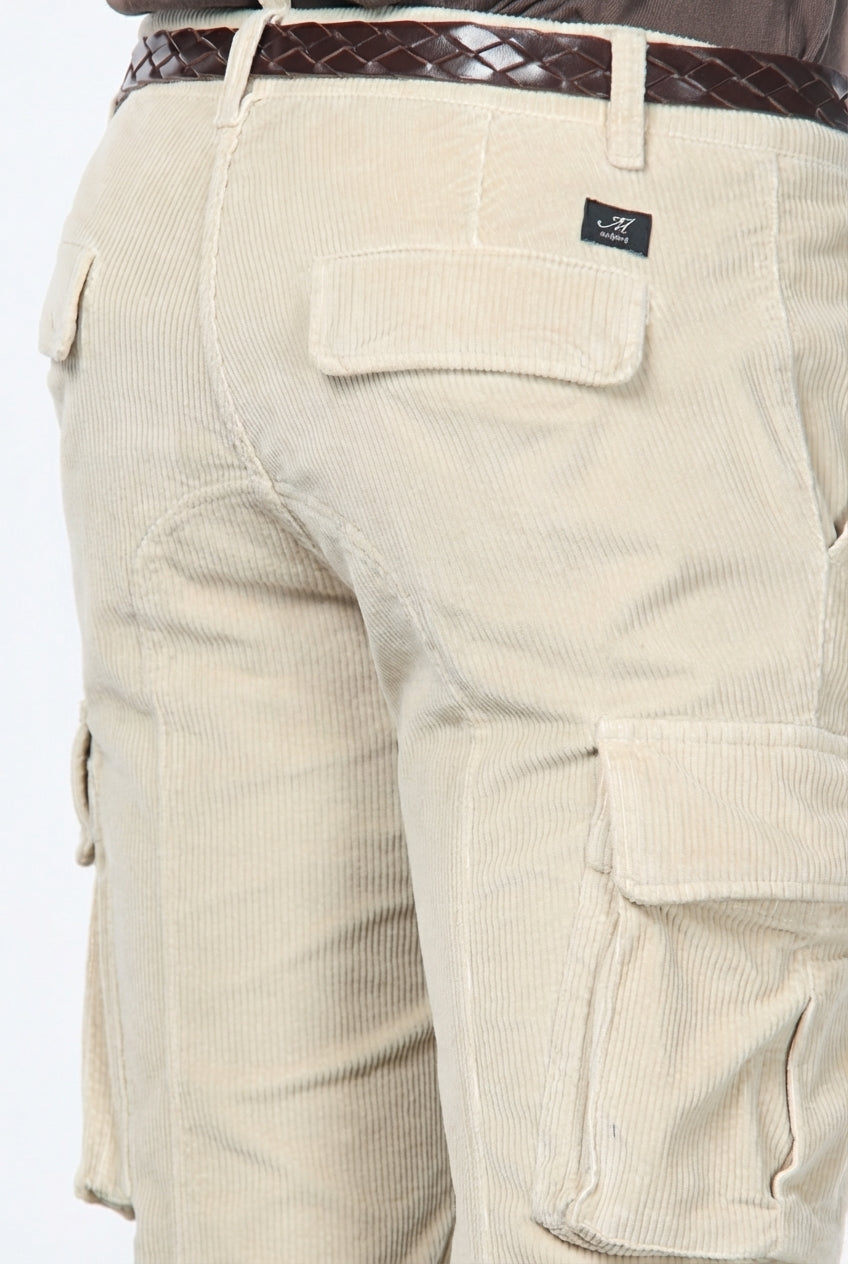 Chile pantalone cargo uomo in velluto 500 righe extra slim fit ①
