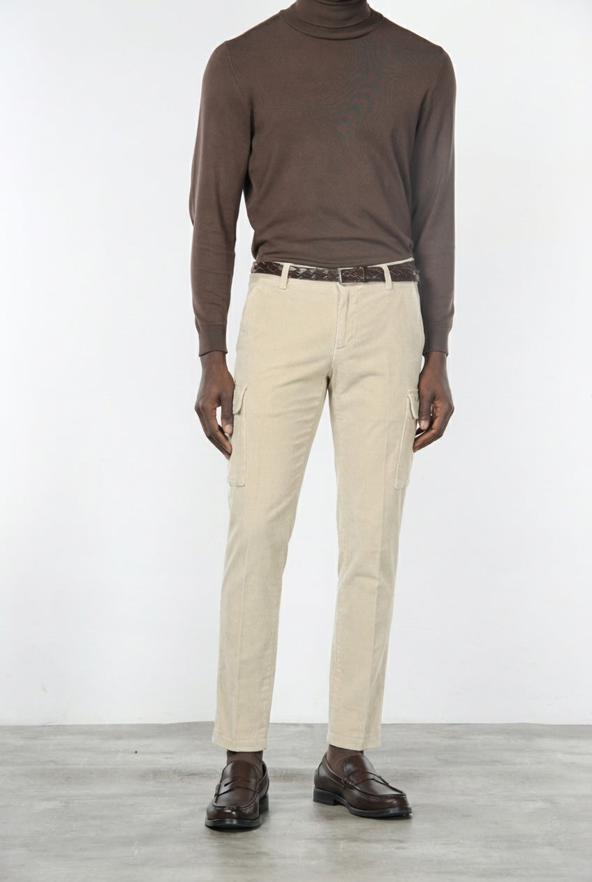 Chile pantalone cargo uomo in velluto 500 righe extra slim fit ①