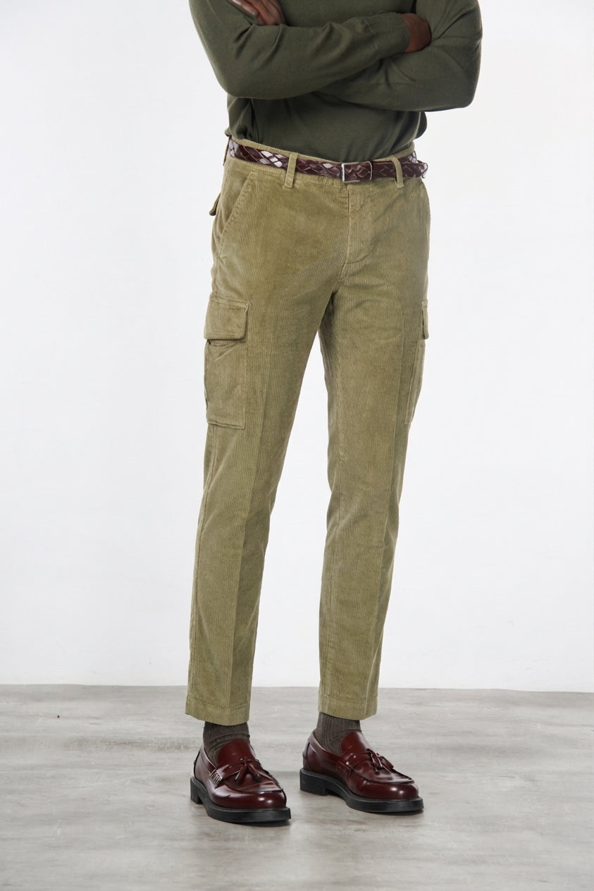 Chile pantalone cargo uomo in velluto 500 righe extra slim fit ①