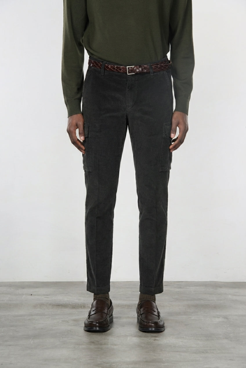Chile pantalone cargo uomo in velluto 500 righe extra slim fit ①