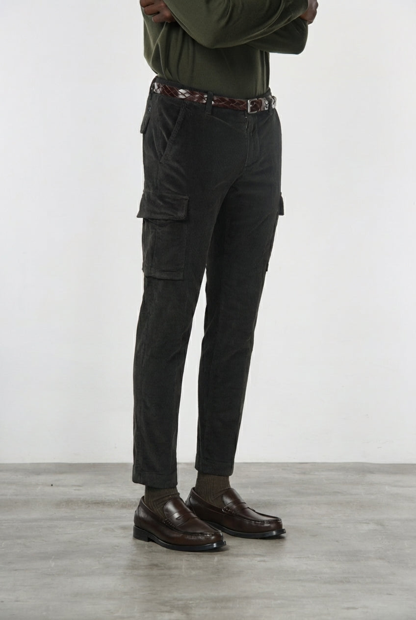 Chile pantalone cargo uomo in velluto 500 righe extra slim fit ①