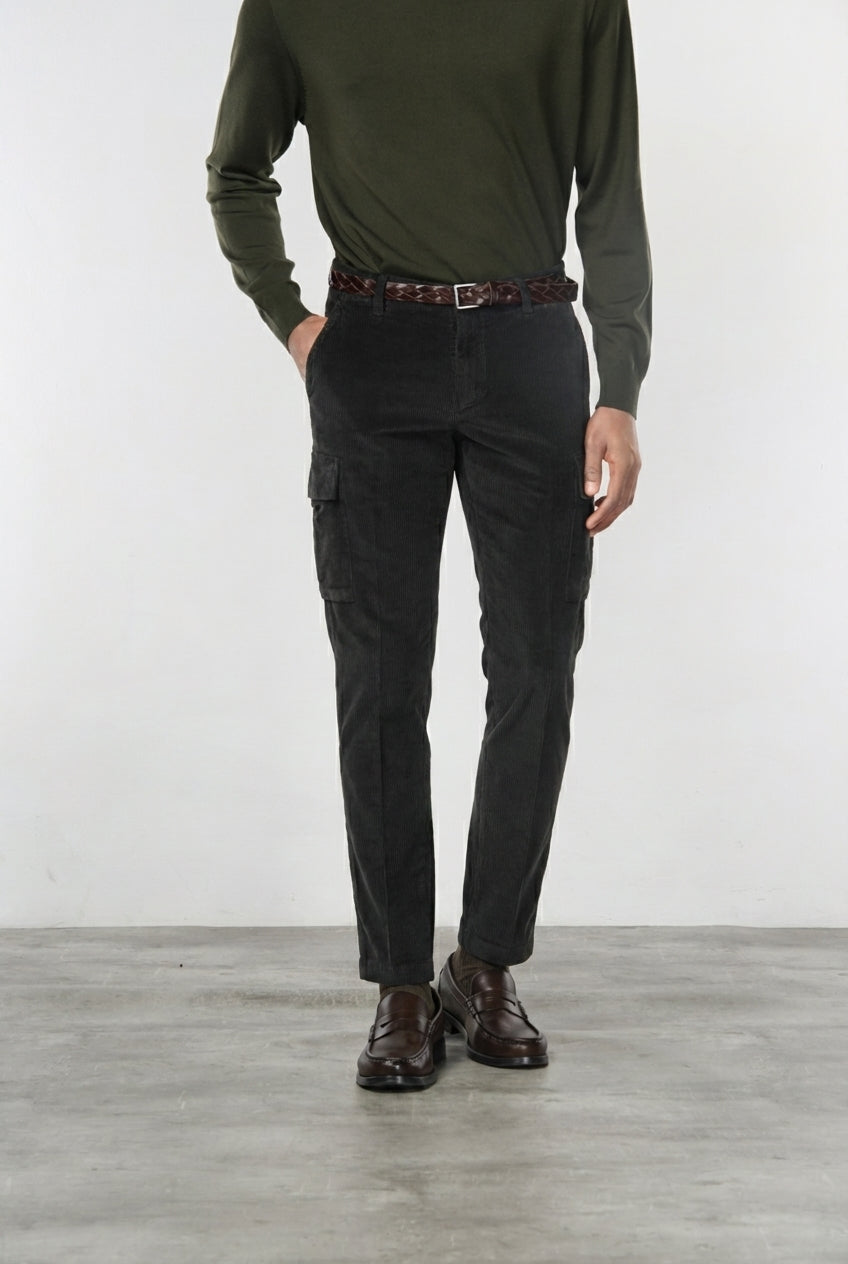 Chile pantalone cargo uomo in velluto 500 righe extra slim fit ①