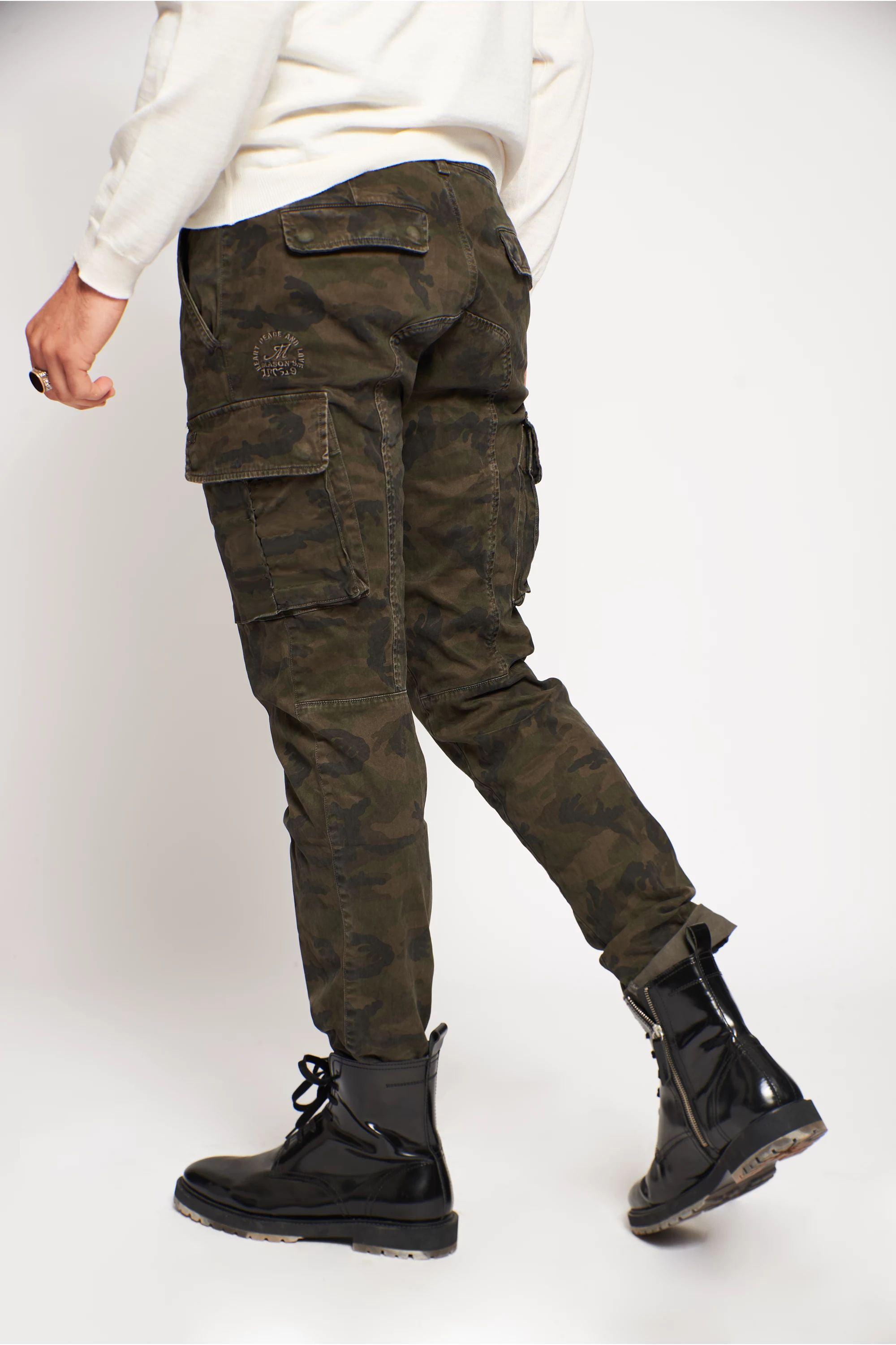 Chile men's cargo pants in satin camouflage pattern extra slim ①