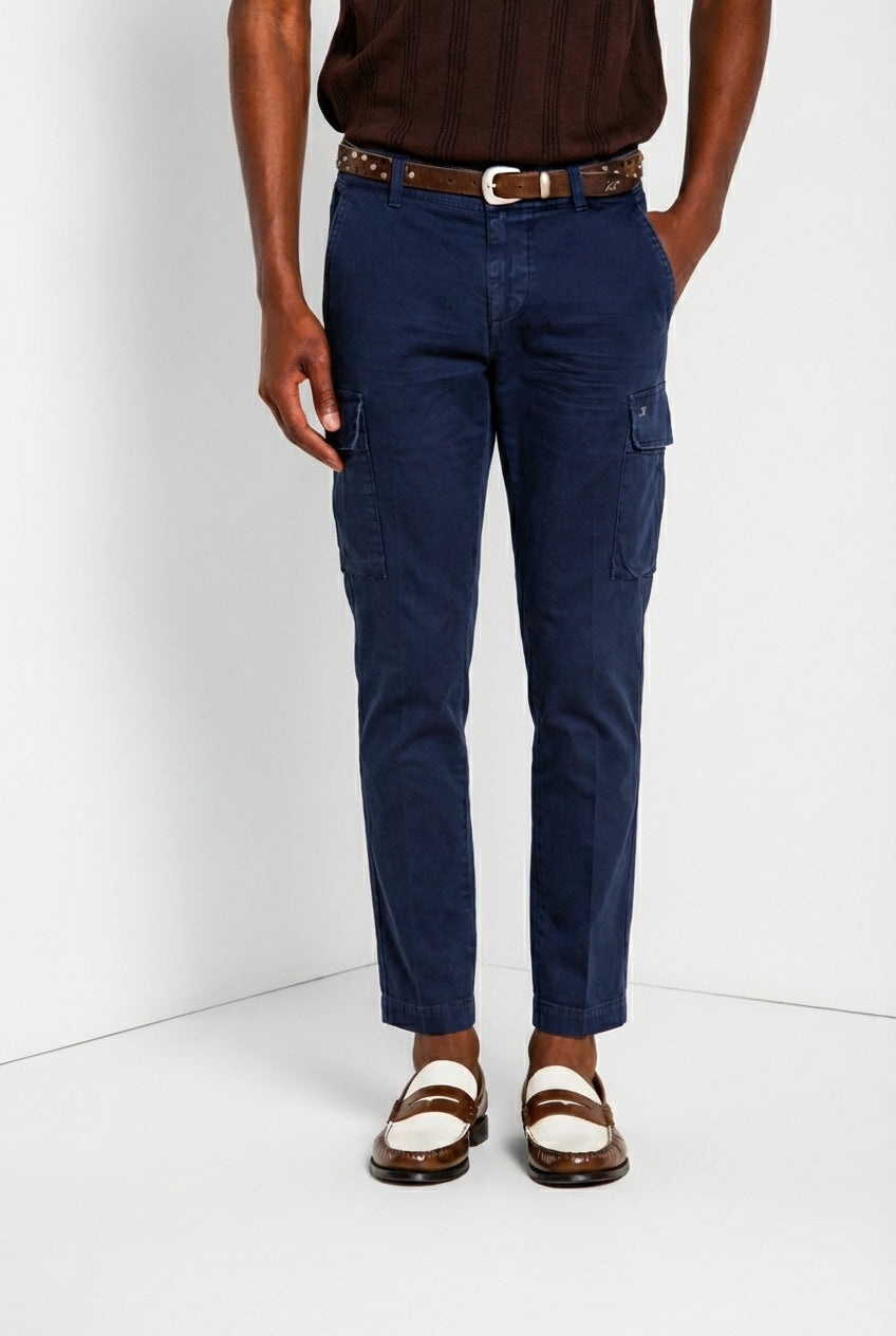 Chile pantalon cargo homme en satin stretch extra slim fit ①