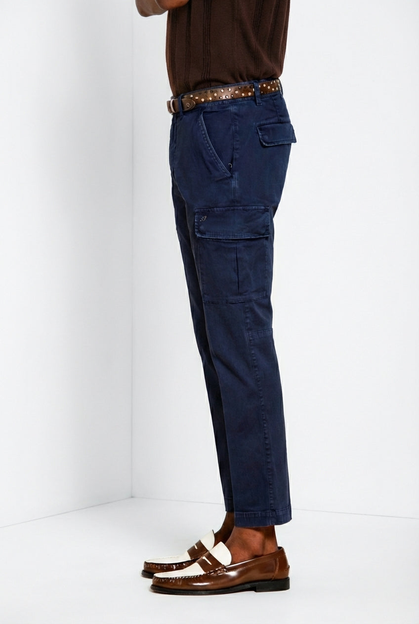 Chile pantalon cargo homme en satin stretch extra slim fit ①
