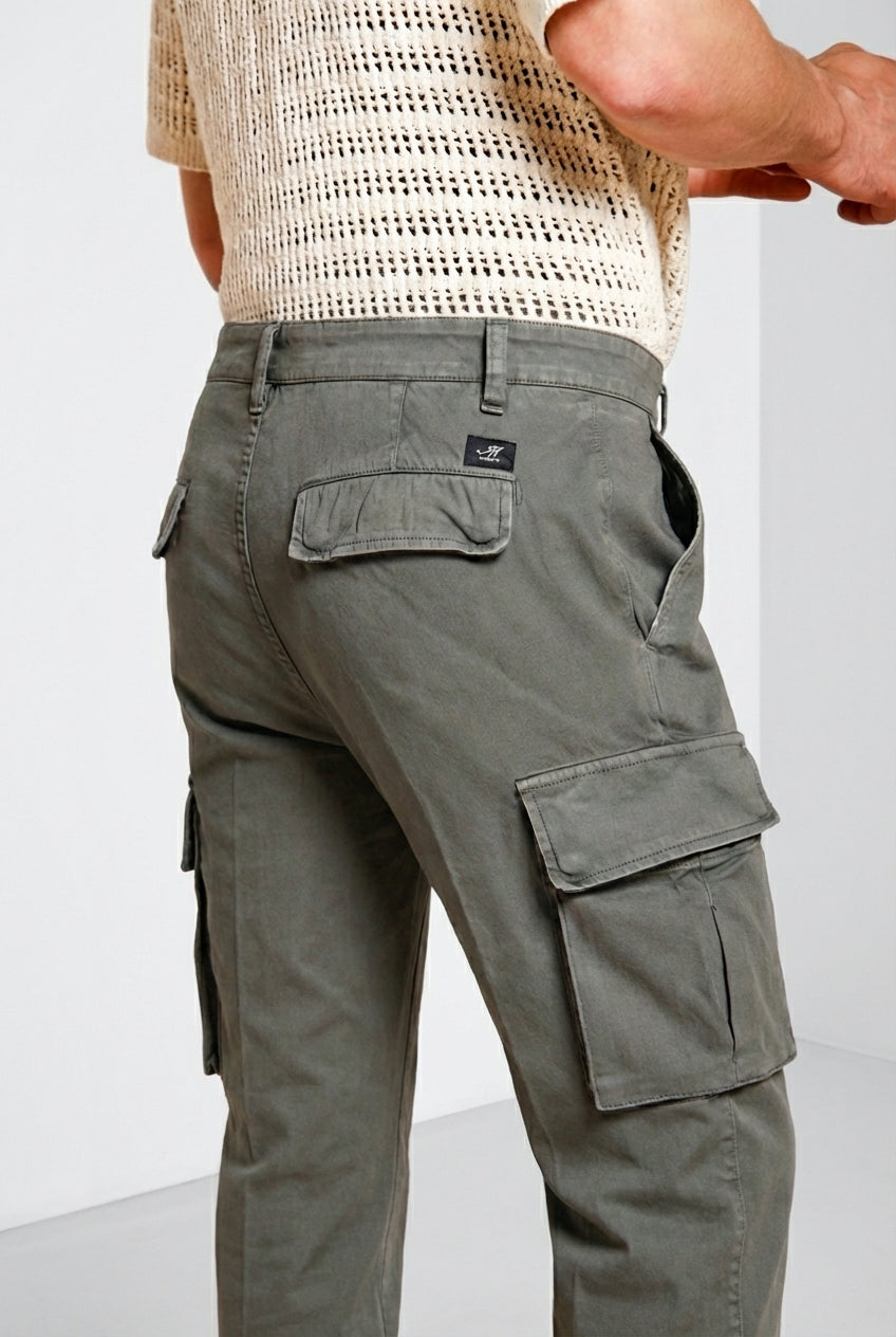 Chile pantalon cargo homme en satin stretch extra slim fit ①