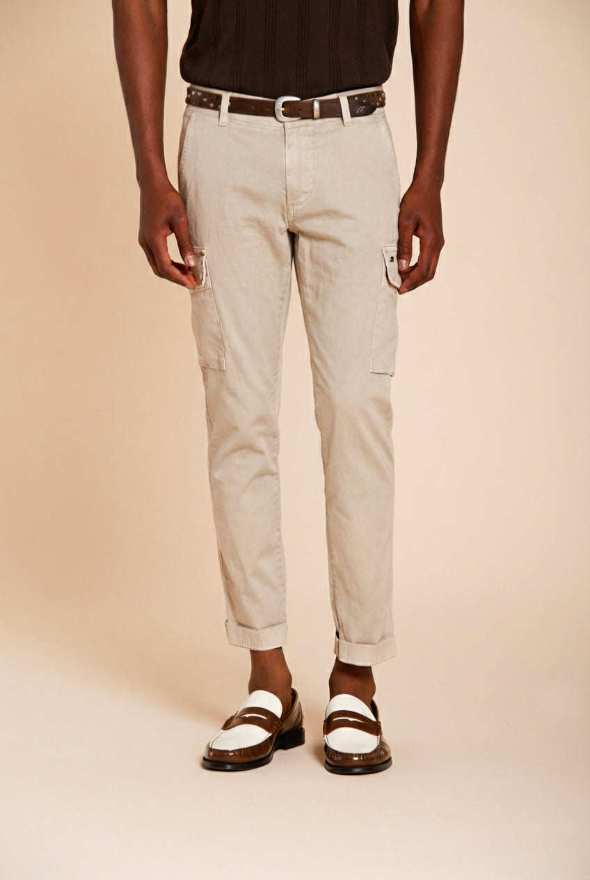 Chile pantalon cargo homme en satin stretch extra slim fit ①