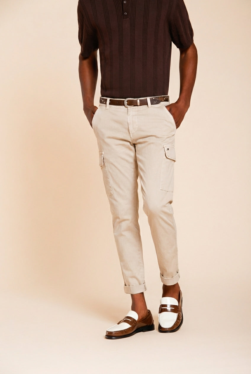 Chile men's cargo pants stretch satin extra slim fit ①