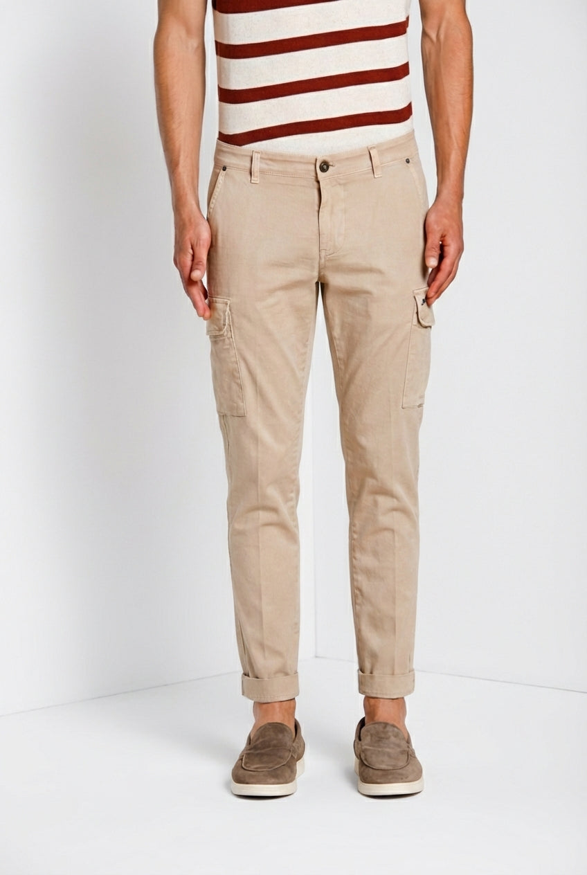 Chile pantalon cargo homme en satin stretch extra slim fit ①