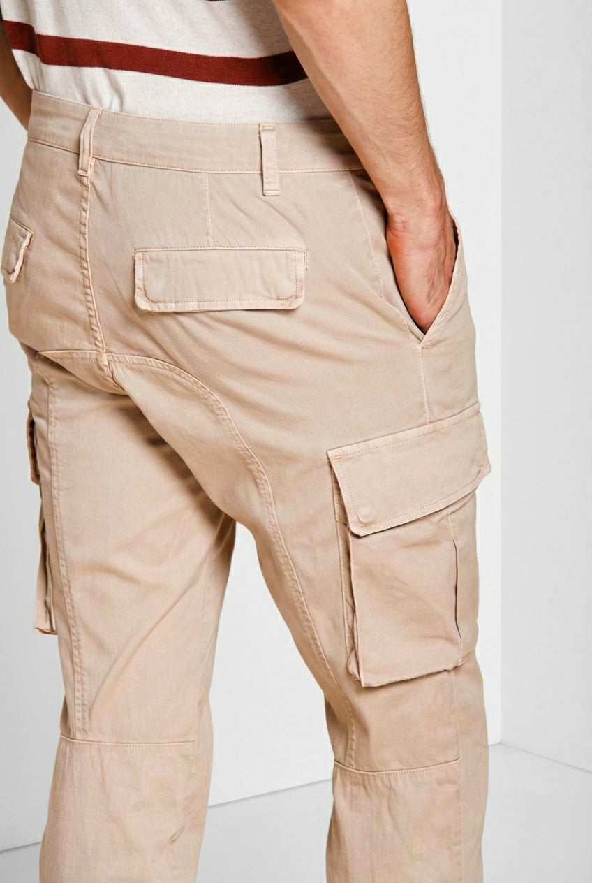 Chile pantalon cargo homme en satin stretch extra slim fit ①