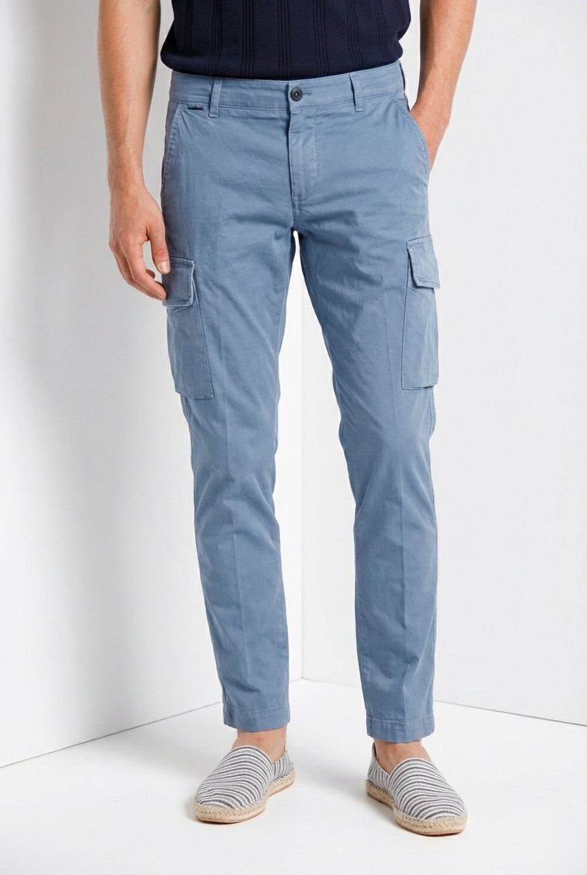 Chile pantalon cargo homme en satin stretch extra slim fit ①