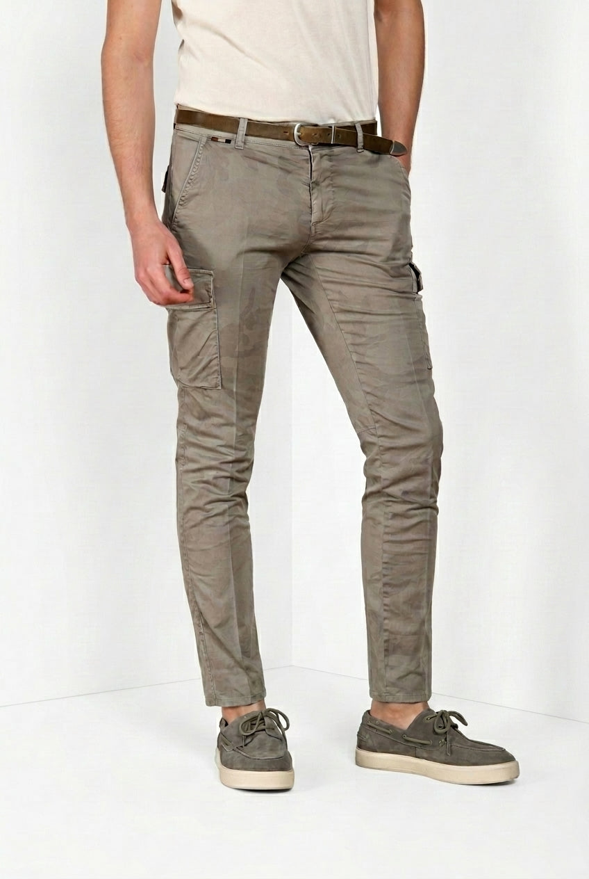 Chile pantalon cargo homme en twill imprimé camouflage extra slim fit ①