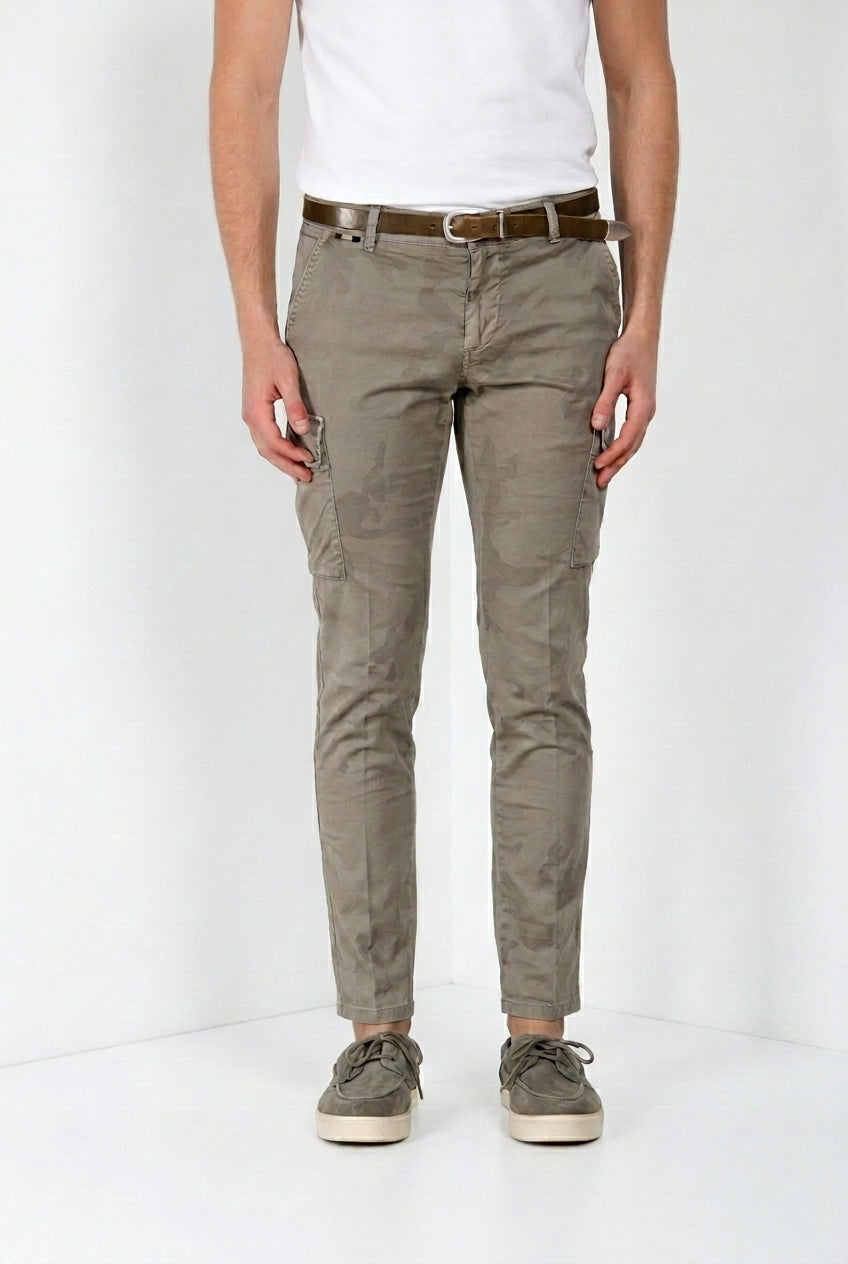 Chile pantalon cargo homme en twill imprimé camouflage extra slim fit ①