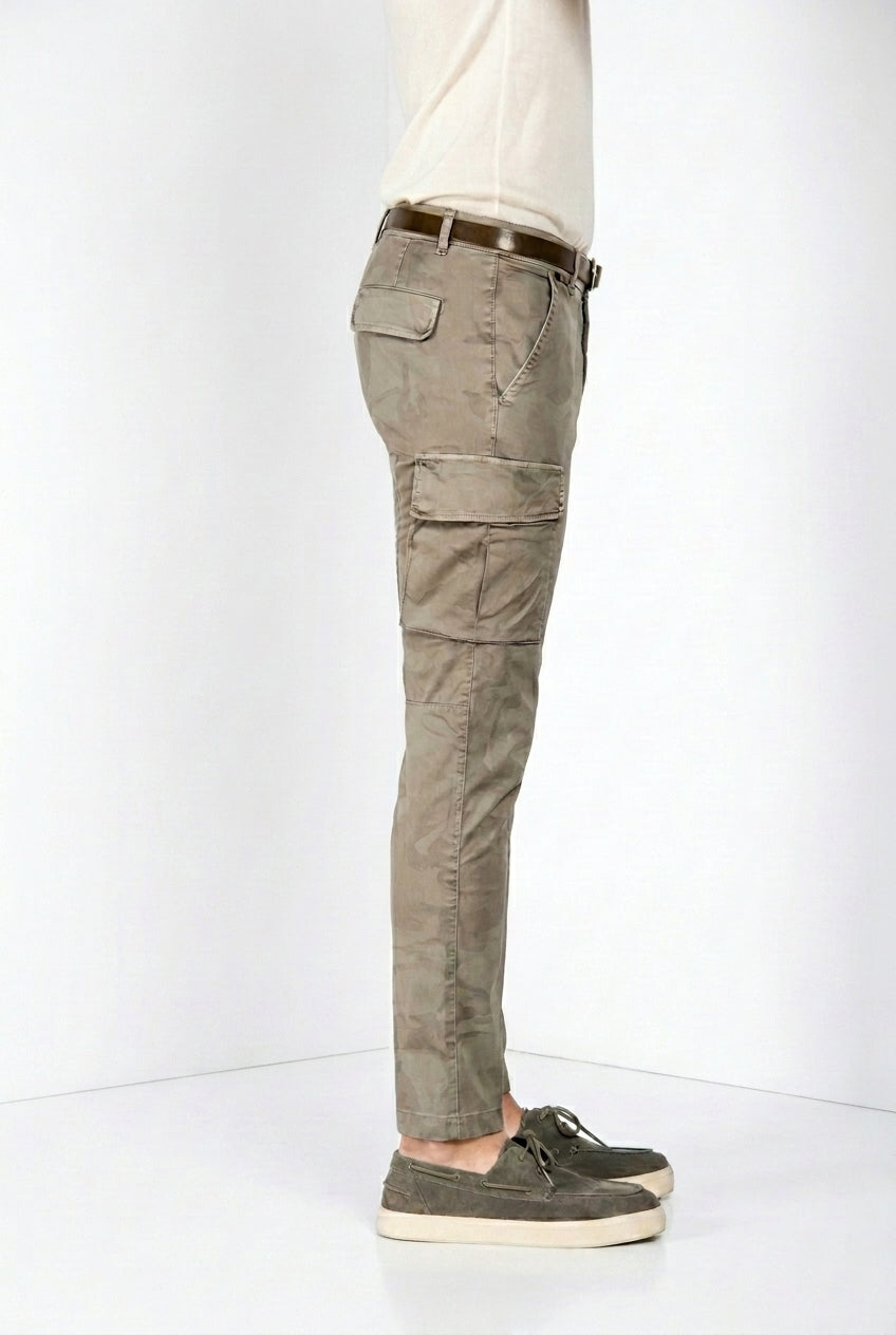Chile pantalon cargo homme en twill imprimé camouflage extra slim fit ①
