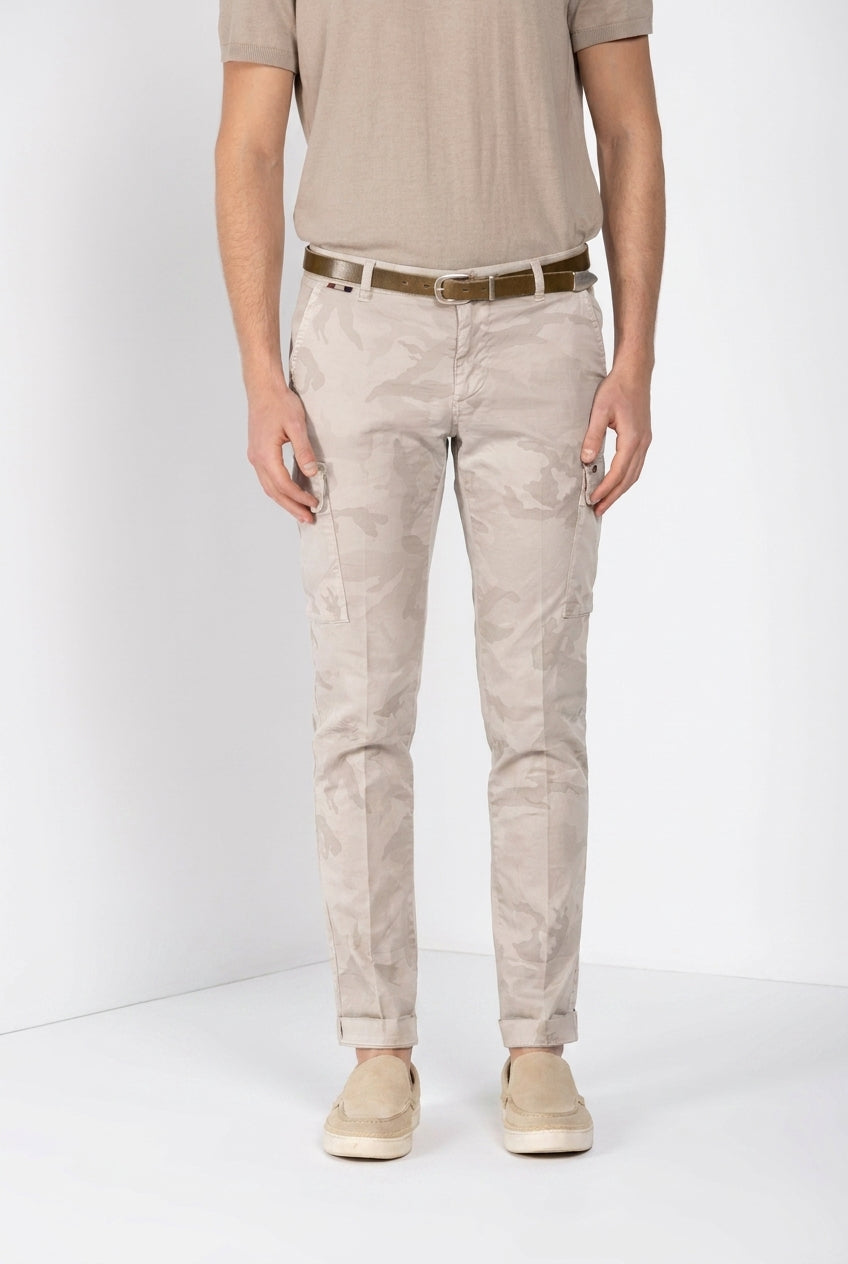 Chile pantalon cargo homme en twill imprimé camouflage extra slim fit ①