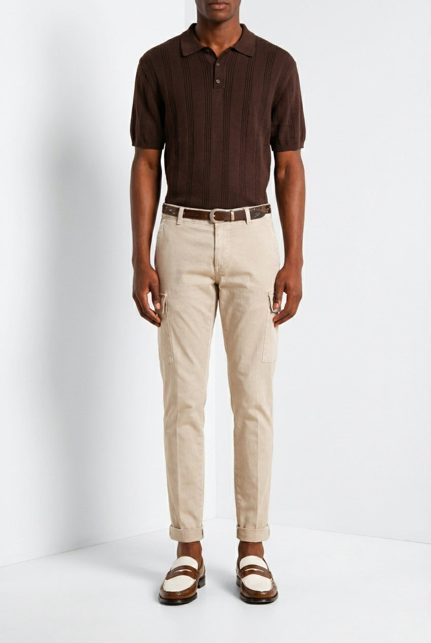 Chile men's cargo pants stretch satin extra slim fit ①