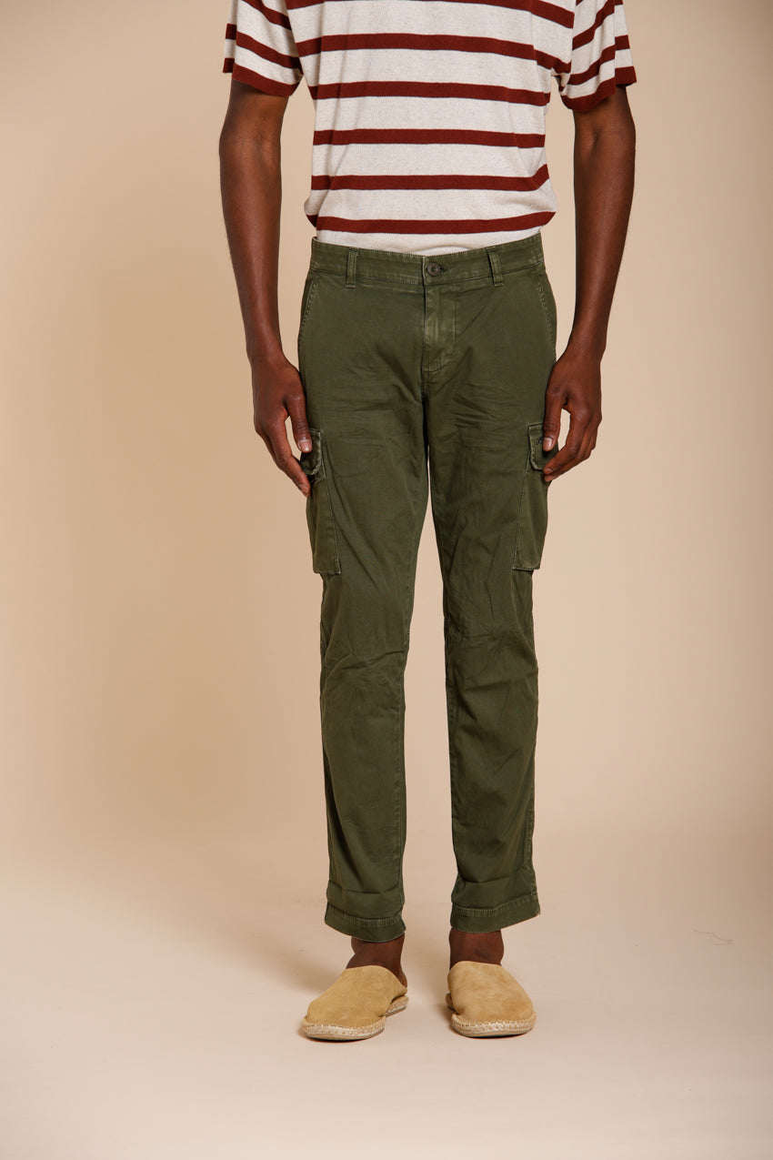 Chile pantalon cargo homme en satin stretch extra slim fit ①